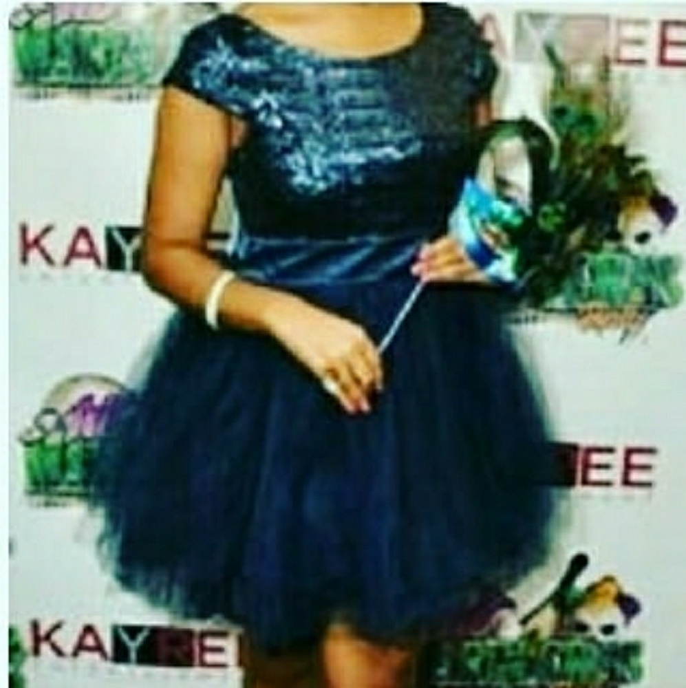 Navy Sequined Party Dress